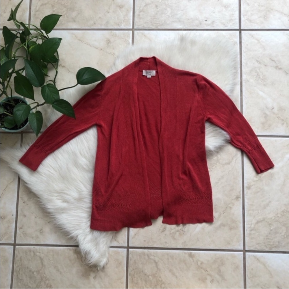 LOFT Coral Open Cardigan